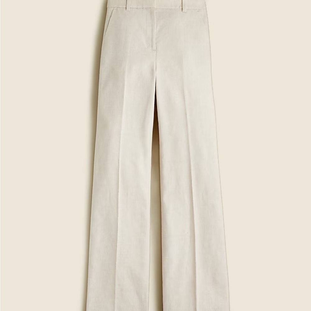 J. crew Linen Cream Wide-Leg Pants